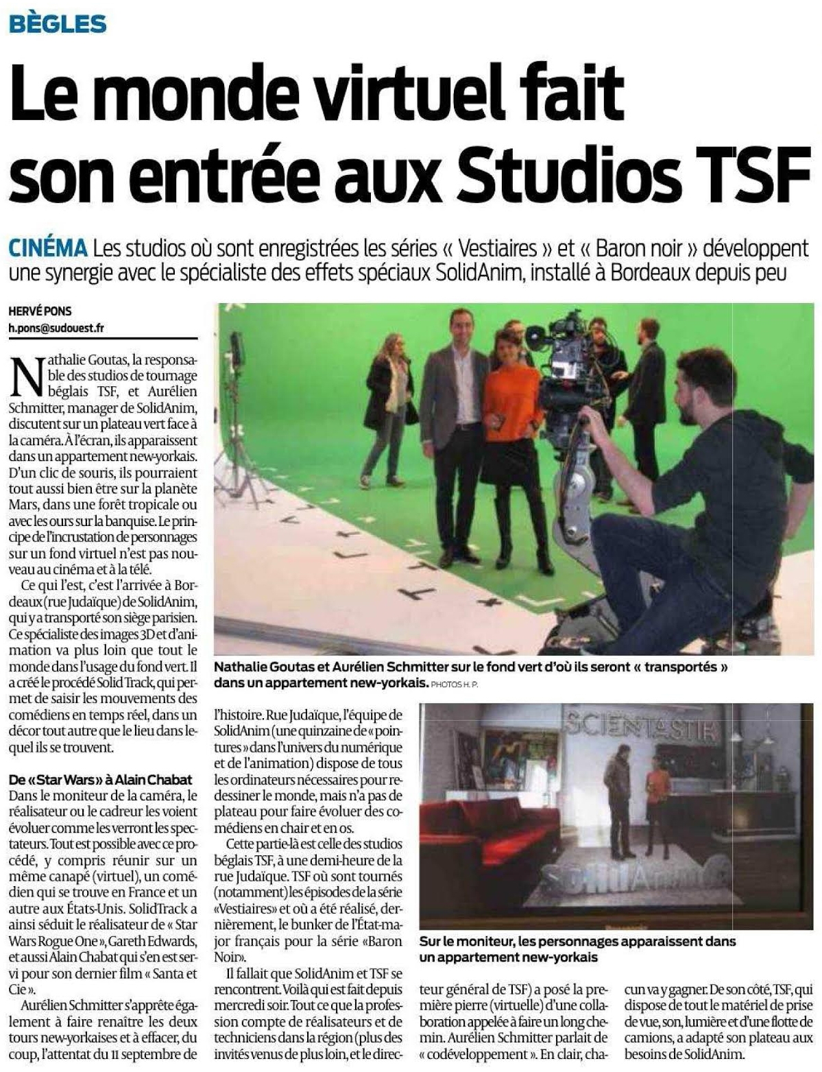 Page Sud ouest studios de bègles